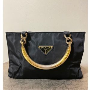 Prada Nylon Metal Handle Bag